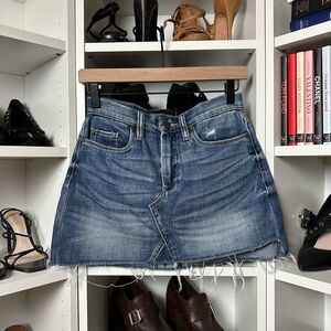 Blank NYC Blue Asymmetrical A-Line Mini Skirt